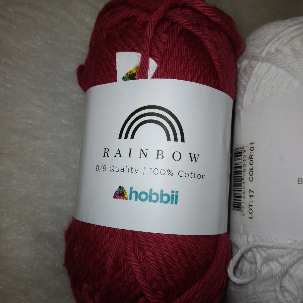 YARN Hobbii 100% cotton yarn, three 50g skeins
